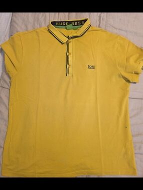 Hugo Boss Bright Yellow Polo with Contrast Stripe Collar